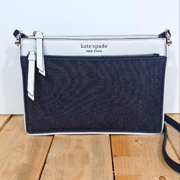 Kate Spade New York Cameron denim colorblock top zip crossbody - Picture 2 of 12